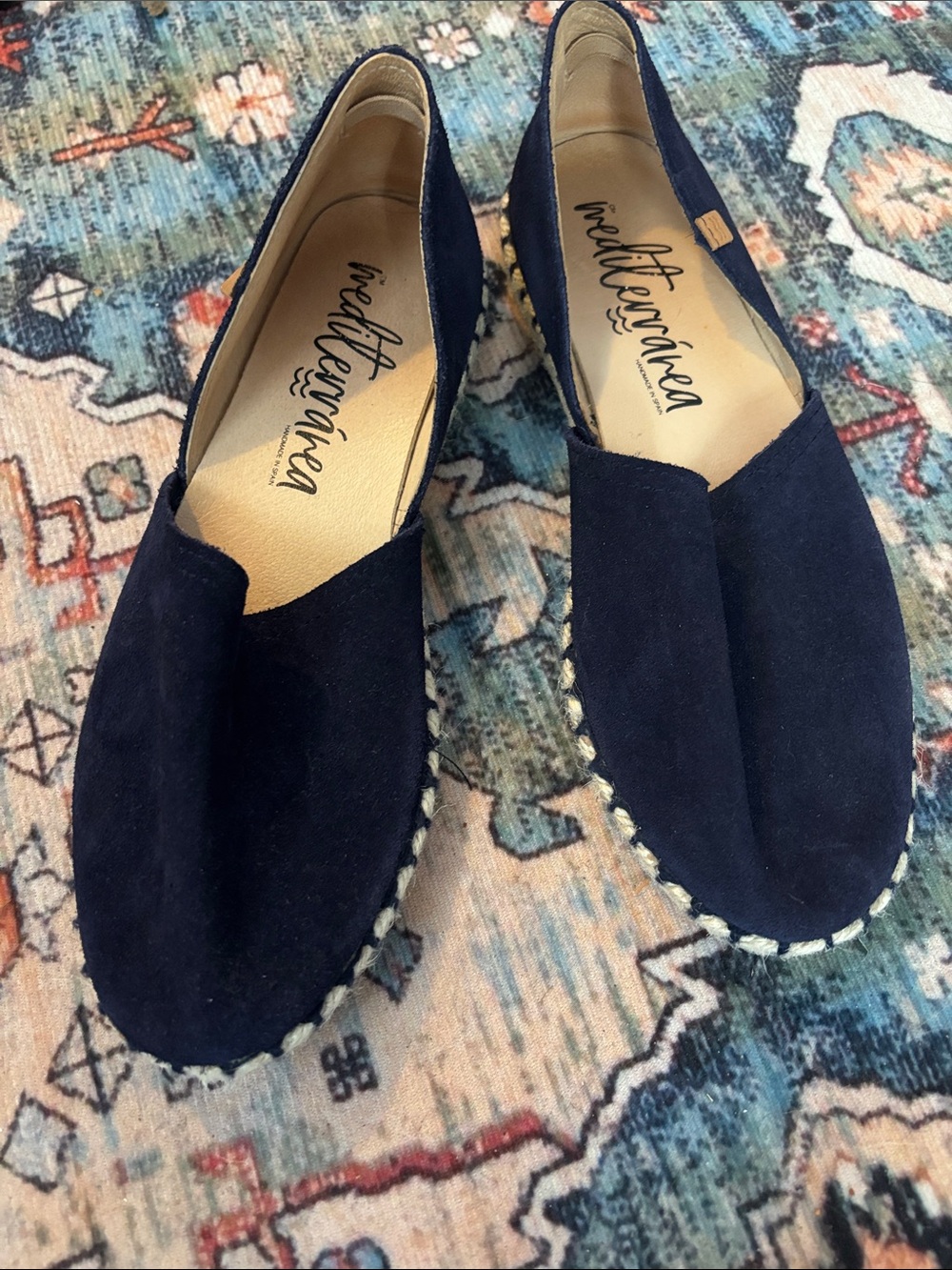 Melliferica Navy Suede Espadrille Slip-Ons